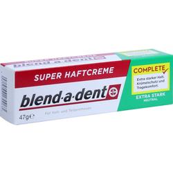 Eine Packung blend-a-dent Haftcreme in neutraler Geschmacksrichtung für Prothesen.
