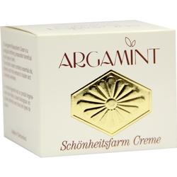 Eine Cremebox mit dem Namen "Argamint" und goldener Verzierung ist zu sehen.