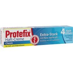 Eine Packung Protefix Haft-Creme für Zahnprothesen, extra-starker Halt.