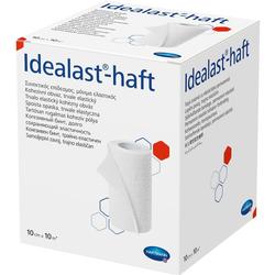 Eine Packung mit einem weißen, elastischen Verband namens Idealast-haft.