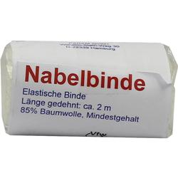 Eine elastische Nabelbinde, Länge ca. 2 m, aus 85% Baumwolle.