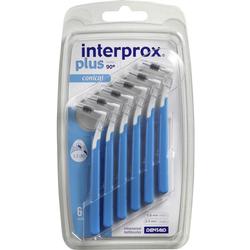 Sechs blaue Interdentalbürsten in einer durchsichtigen Verpackung.