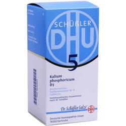 Eine blaue und weiße Verpackung von Schüßler-Salzen Nr. 5, Kalium phosphoricum.