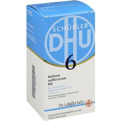 Eine Schachtel mit Schüßler Salz Nr. 6, Kalium sulfuricum Tabletten.