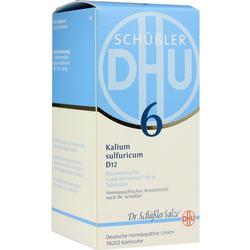 Verpackung von Schüßler Salzen Nr. 6, Kalium sulfuricum, mit blauem und weißem Design.