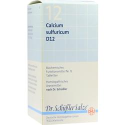 Schachtel mit der Aufschrift "Calcium sulfuricum D12", ein homöopathisches Mittel.