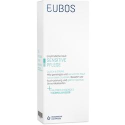 Weiße Verpackung mit der Aufschrift "EUBOS Sensitive Pflege Dusch & Creme".