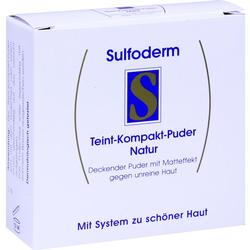 Weiße Verpackung eines Teint-Kompakt-Puders von Sulfoderm gegen unreine Haut.