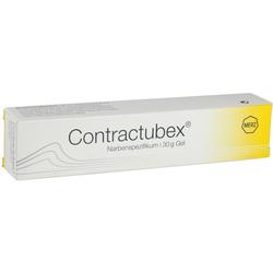 Eine rechteckige Verpackung für ein Narbengel namens Contractubex.