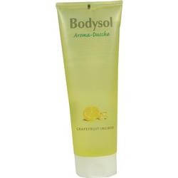 Gelbe Duschgel-Tube mit Grapefruit- und Ingwer-Duft.