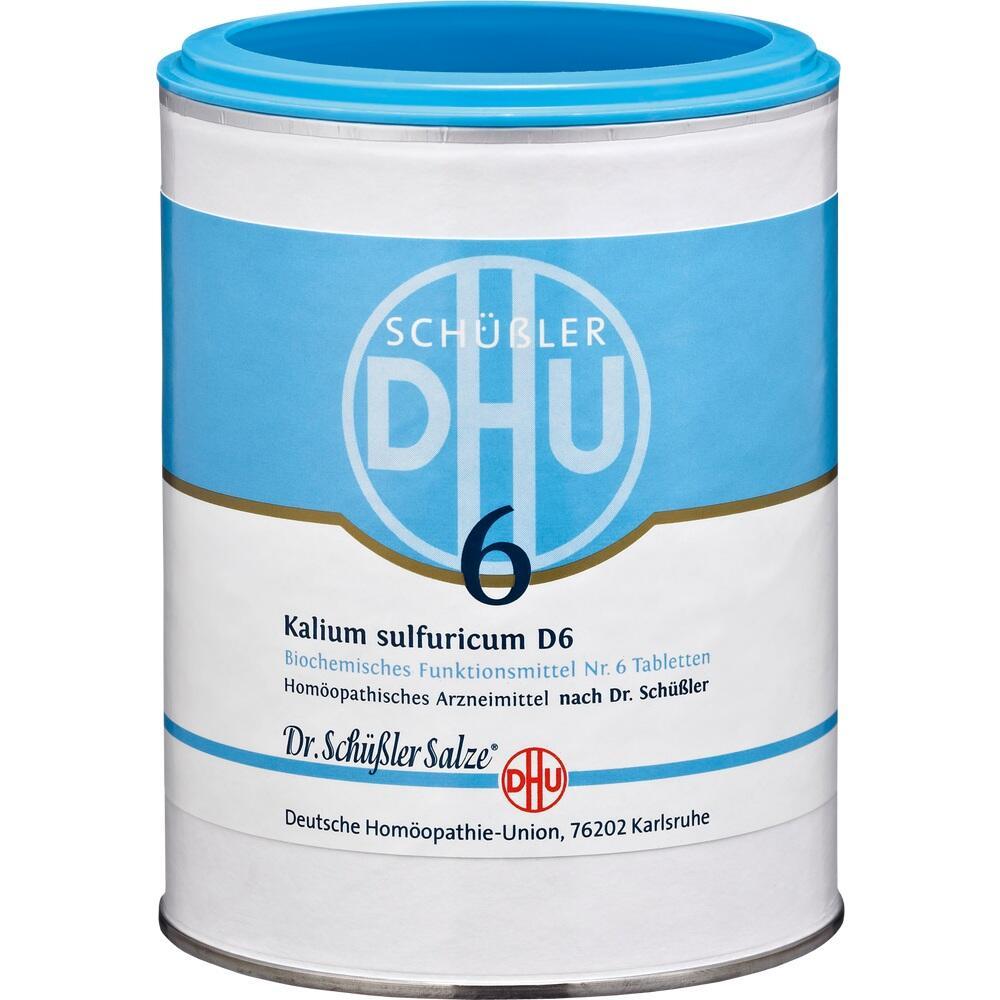 Eine Dose mit blauer Oberseite, beschriftet mit "Schüßler Salze Nr. 6".