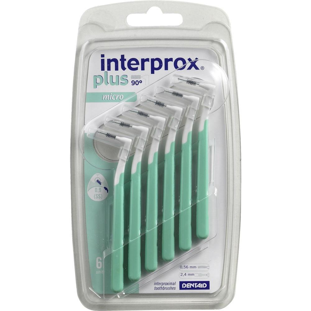 Eine Packung mit sechs grünen Interdentalbürsten.