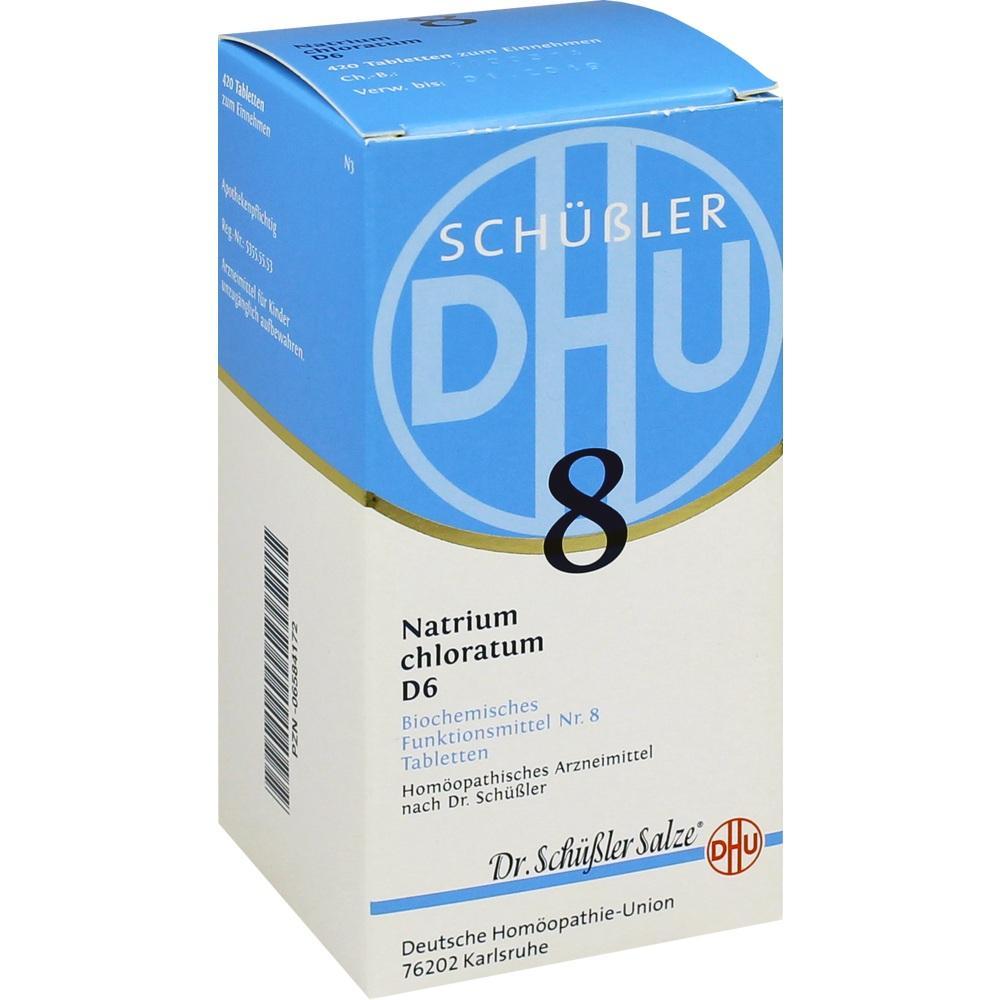 Eine Packung mit Schüßler-Salzen der Nummer 8 von der Deutschen Homöopathie-Union.
