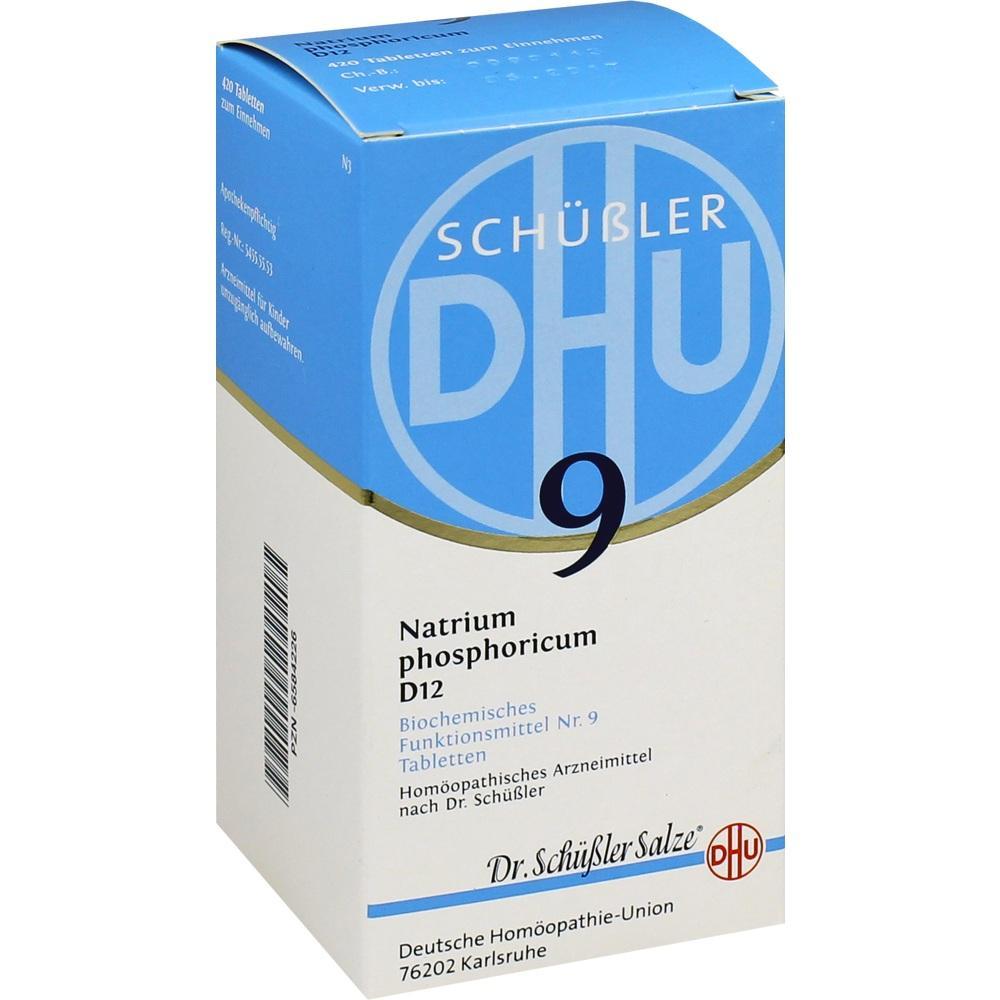 Eine Schachtel Schüßler-Salze Nr. 9 mit der Aufschrift "Natrium phosphoricum D12".