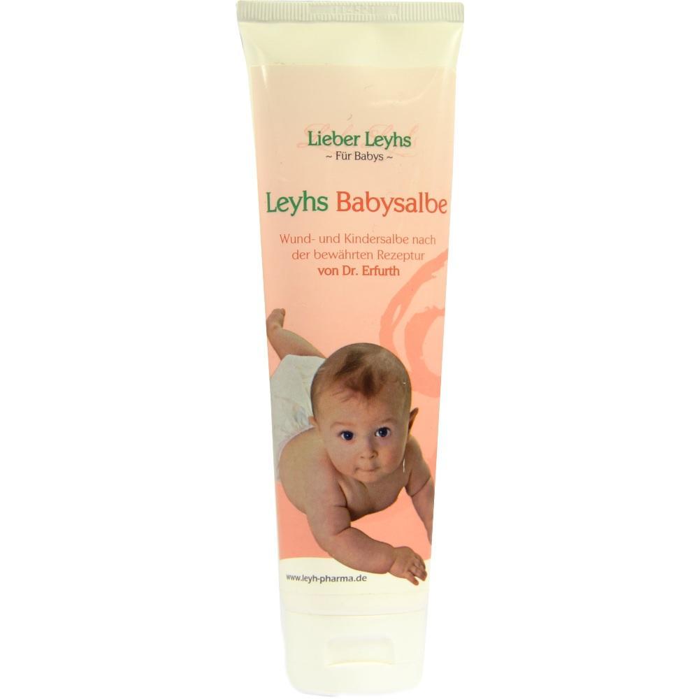 Eine Tube Babysalbe mit Bild eines Babys auf dem Etikett.